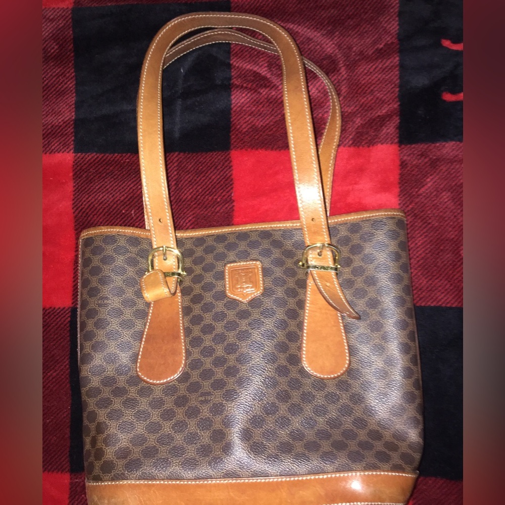 CELINE Macadam brown leather tote bag